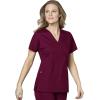 WonderWink WORK Women’s Scrubs Mock Wrap V-Neck Top & Flare Leg Drawstring Pant Scrub Set [XXS – 5XL](Wne)