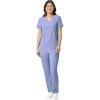 WonderWink RENEW Women’s V-Neck Top & Women’s High Waist Power Pant Scrub Set + Badge Reel(Ceil Blue)