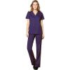WonderWink WORK Women’s Scrubs Mock Wrap V-Neck Top & Flare Leg Drawstring Pant Scrub Set [XXS – 5XL](Grape)