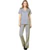 WonderWink WORK Women’s Scrubs Mock Wrap V-Neck Top & Flare Leg Drawstring Pant Scrub Set [XXS – 5XL](Grey)