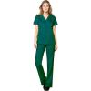 WonderWink WORK Women’s Scrubs Mock Wrap V-Neck Top & Flare Leg Drawstring Pant Scrub Set [XXS – 5XL](Hunter)