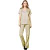 WonderWink WORK Women’s Scrubs Mock Wrap V-Neck Top & Flare Leg Drawstring Pant Scrub Set [XXS – 5XL](Khaki)