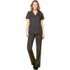 WonderWink WORK Women’s Scrubs Mock Wrap V-Neck Top & Flare Leg Drawstring Pant Scrub Set [XXS – 5XL](Pewter)