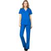 WonderWink WORK Women’s Scrubs Mock Wrap V-Neck Top & Flare Leg Drawstring Pant Scrub Set [XXS – 5XL](Royal)