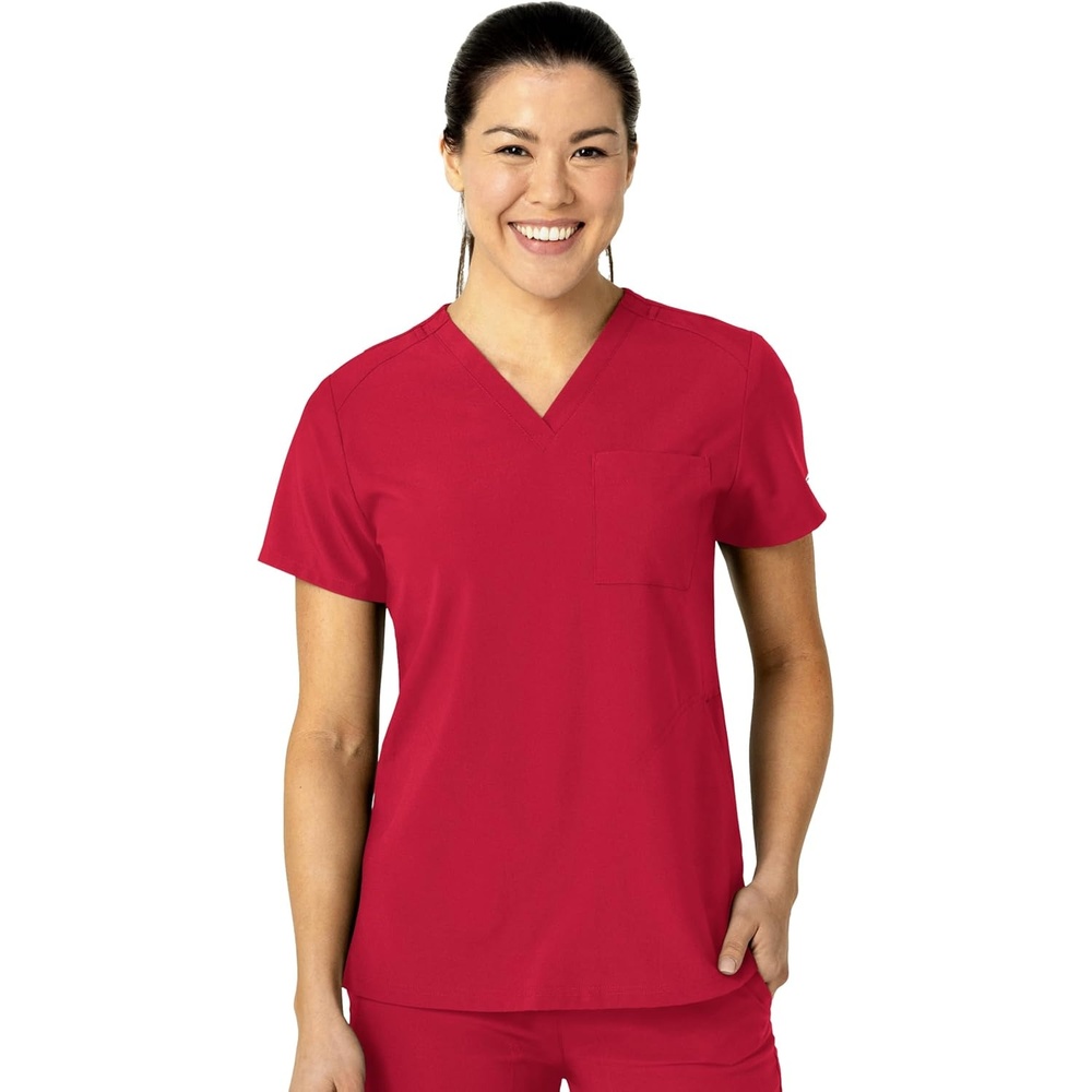 imageWonderWink Womens Womens FlexnReach VNeck Scrub TopRed