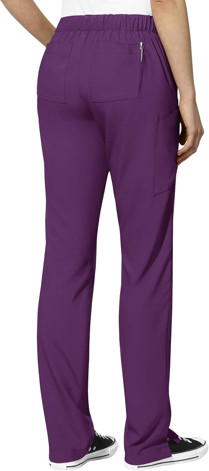 image:imageWonderWink W123 Womens Stylized Vneck Top amp Flat Front Double Cargo Pant Scrub Set Badge Reel