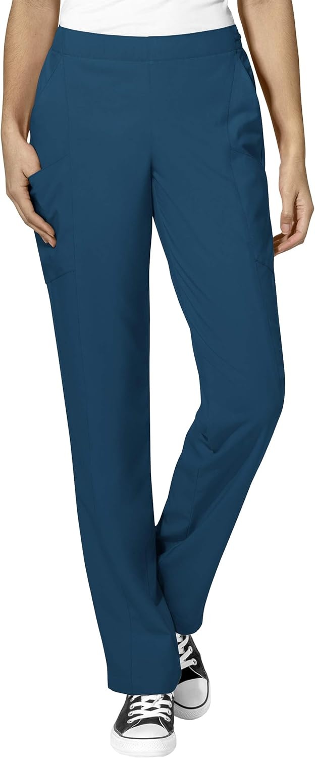 image:imageWonderWink W123 Womens Stylized Vneck Top amp Flat Front Double Cargo Pant Scrub Set Badge Reel