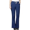 WonderWink WORK Women’s Scrubs Mock Wrap V-Neck Top & Flare Leg Drawstring Pant Scrub Set [XXS – 5XL](Navy)