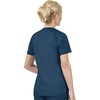 WonderWink WORK Women’s Scrubs Mock Wrap V-Neck Top & Flare Leg Drawstring Pant Scrub Set [XXS – 5XL](Navy)