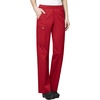 WonderWink WORK Women’s Scrubs V-Neck Chest Pocket Top & Pull On Cargo Pant Set + Badge Reel(Red)