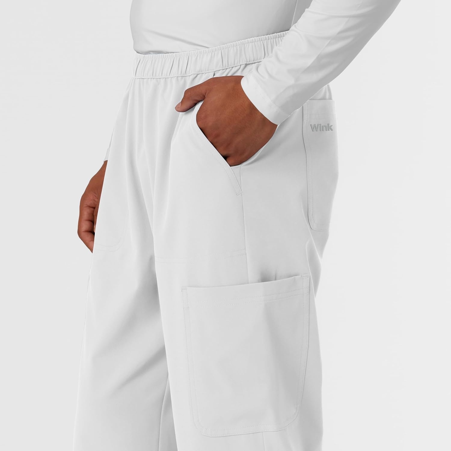 image:imageWink Nurtur Mens Straight Leg Cargo Scrub PantWhite