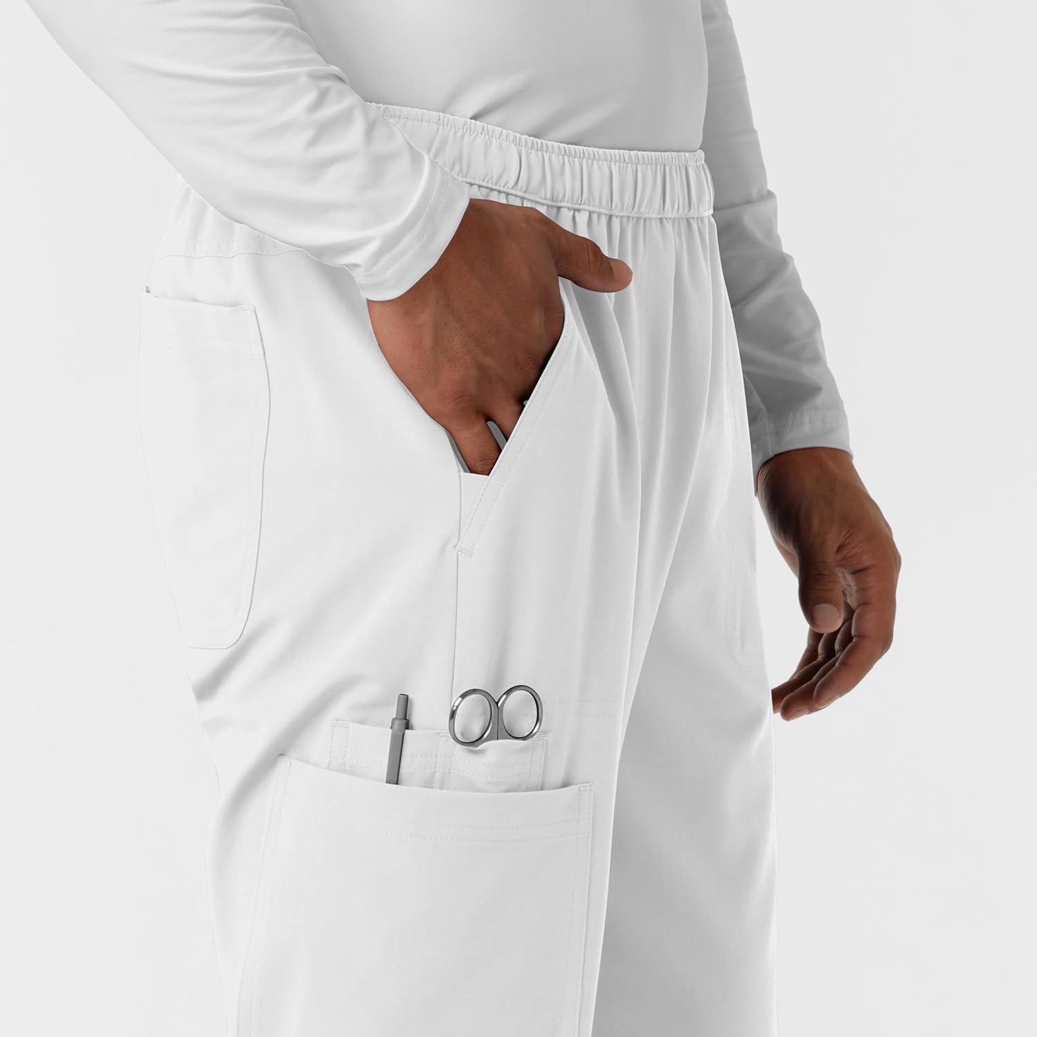 image:imageWink Nurtur Mens Straight Leg Cargo Scrub PantWhite