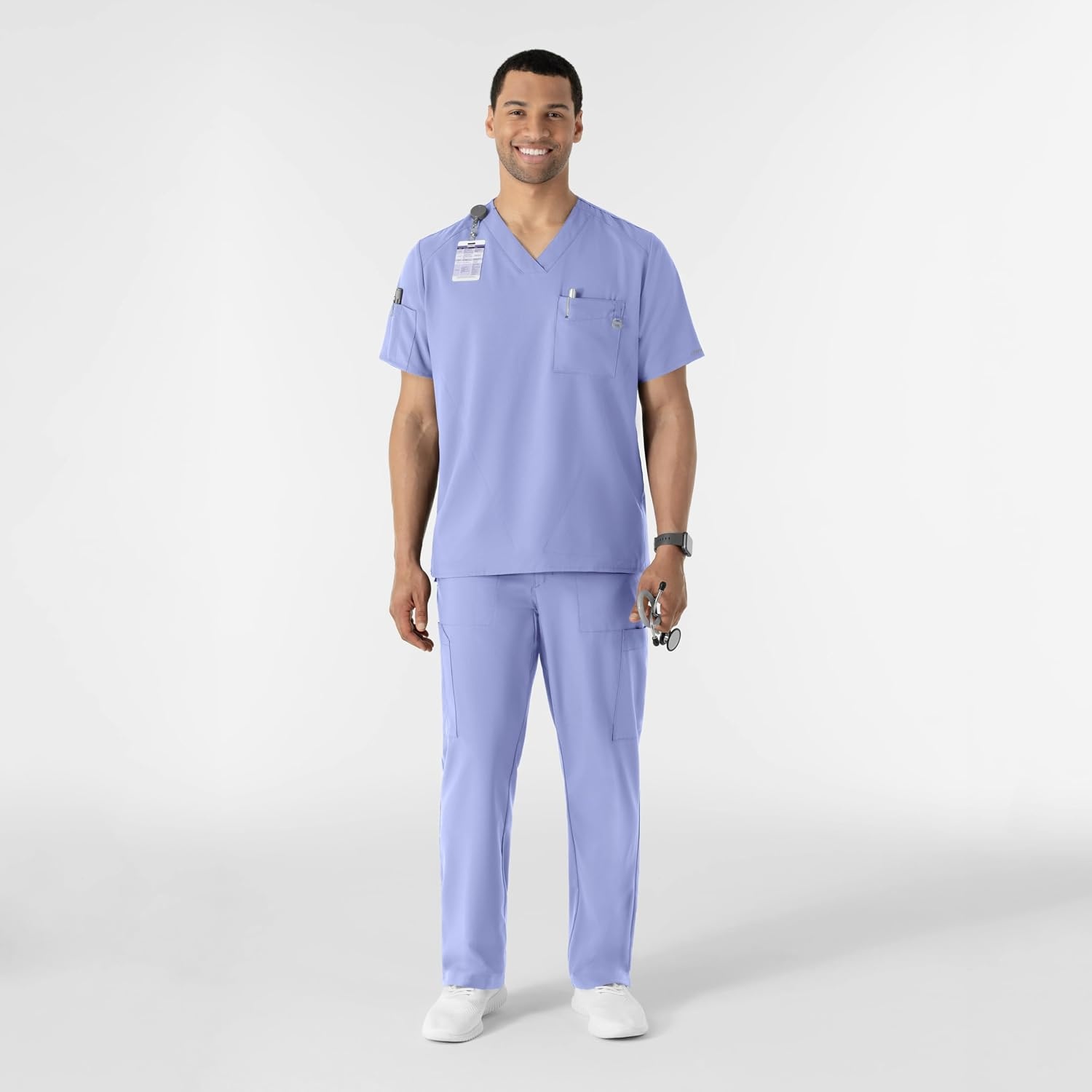 image:imageWINK W123 Mens VNeck Scrub TopCeil Blue