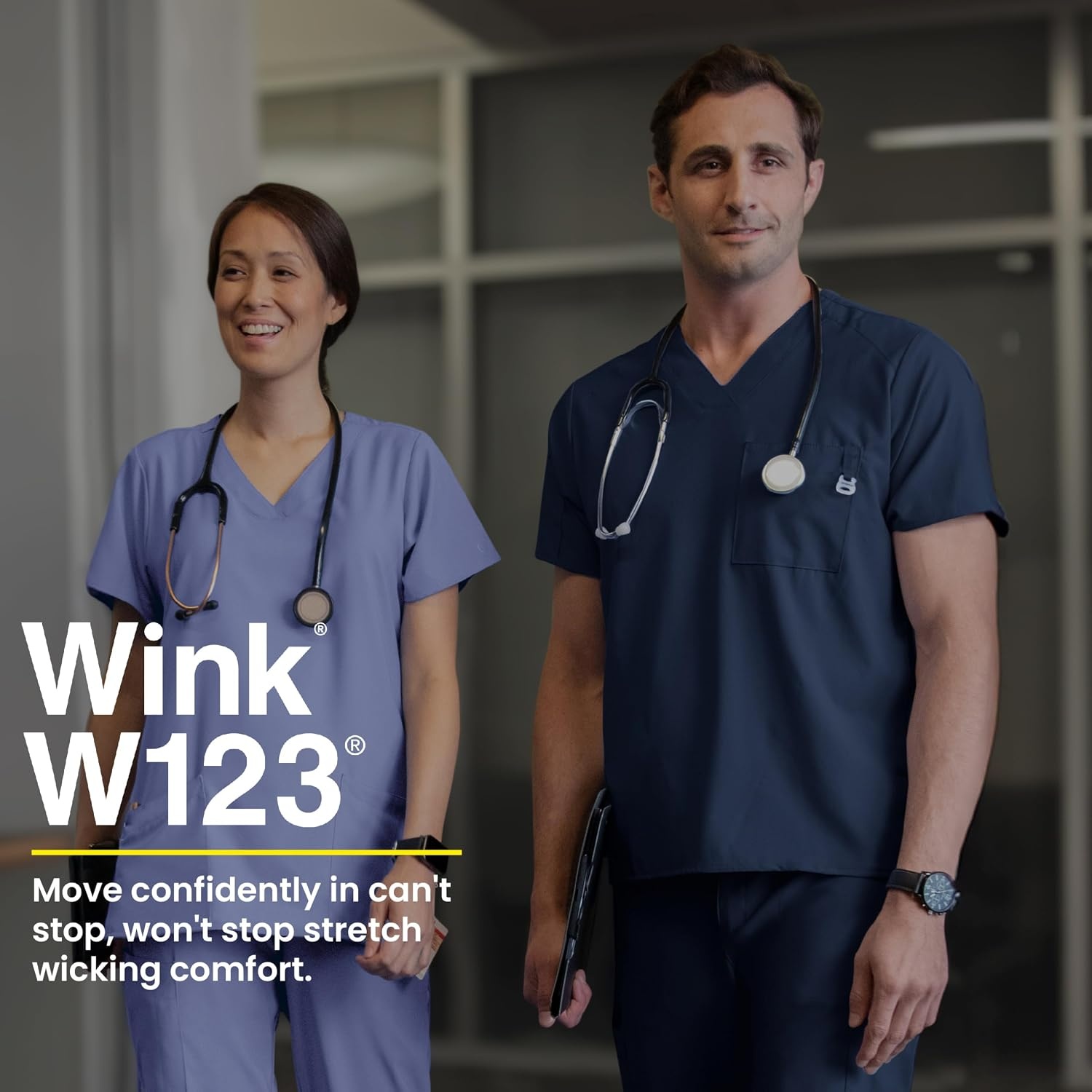 image:imageWINK W123 Mens VNeck Scrub TopCharcoal Heather