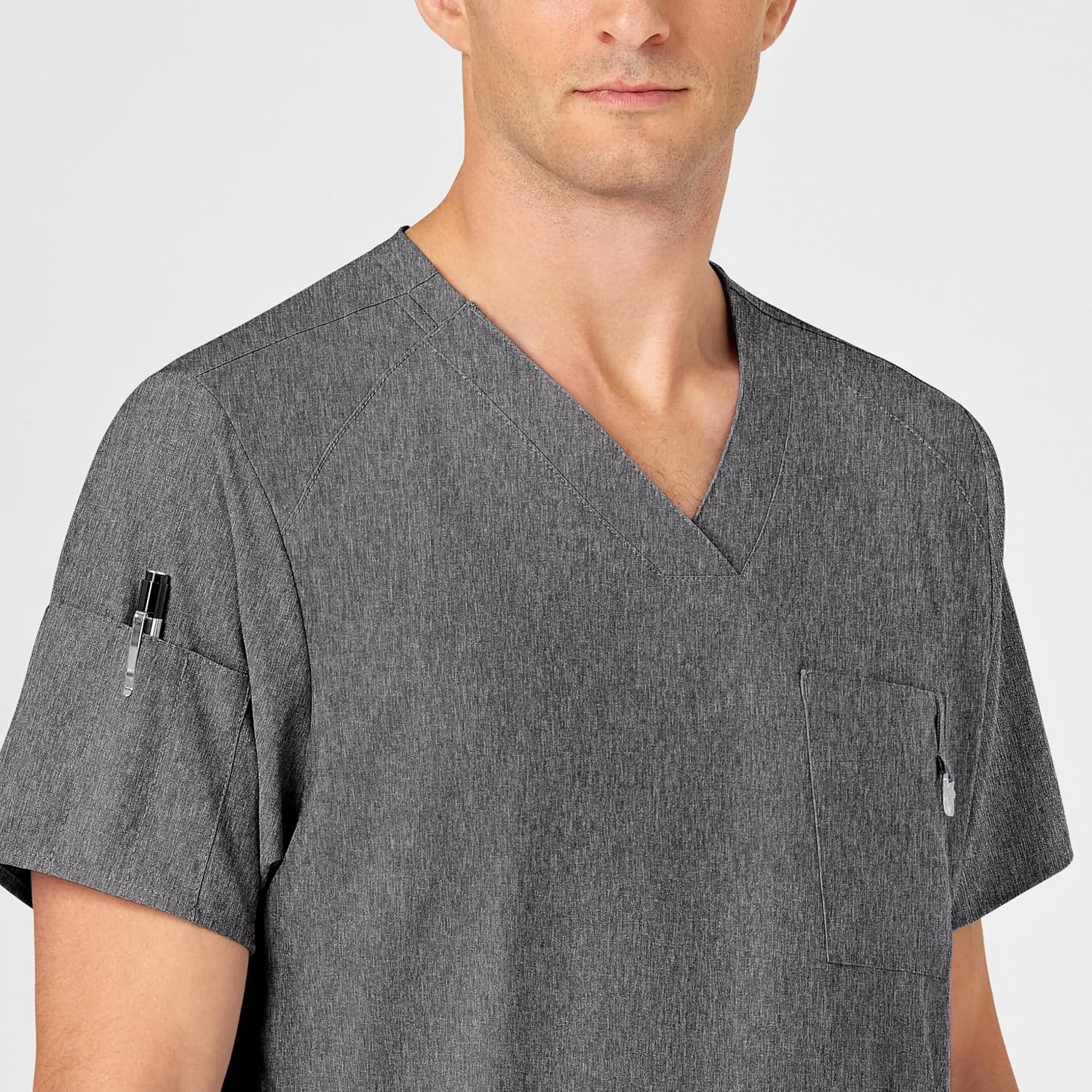 image:imageWINK W123 Mens VNeck Scrub TopCharcoal Heather