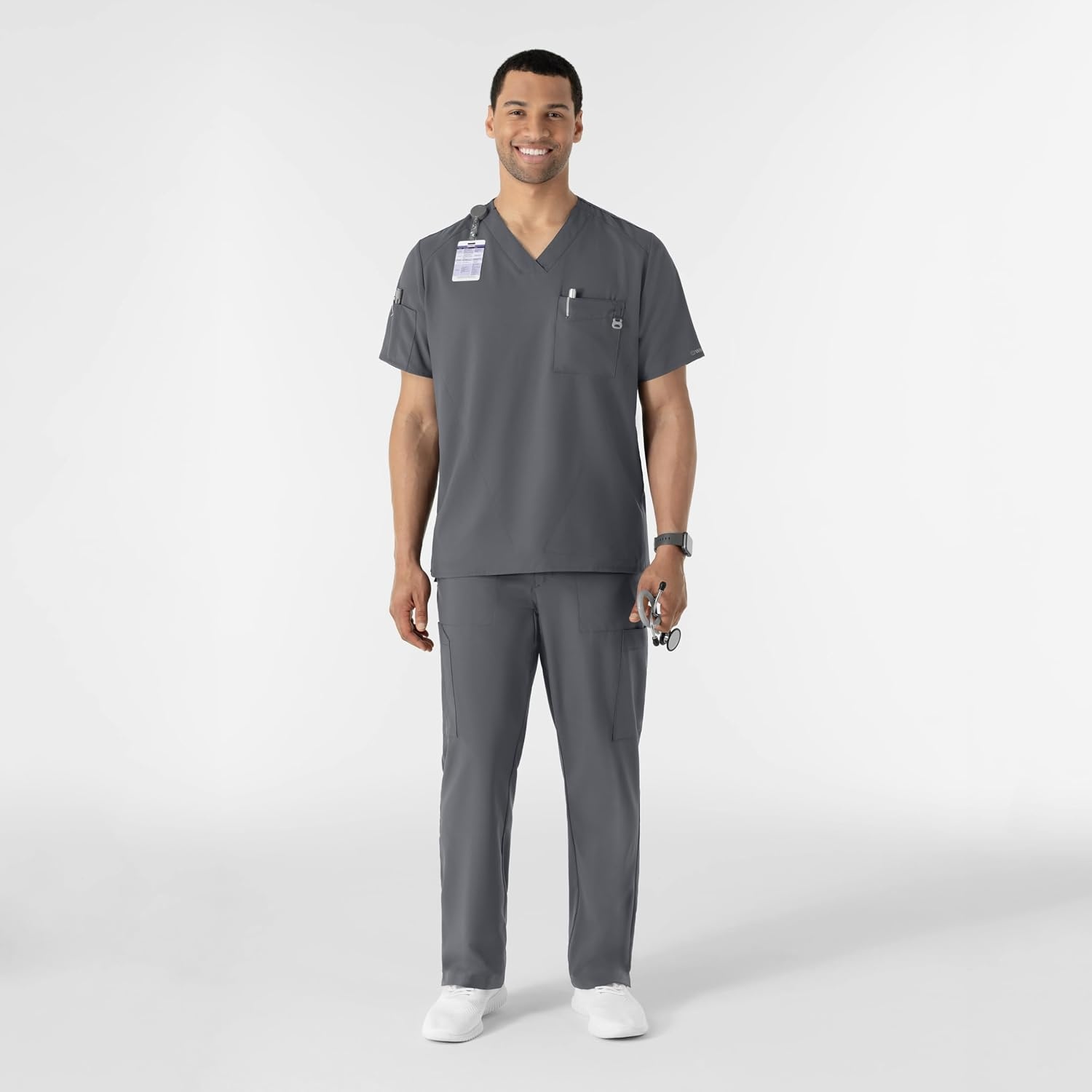 image:imageWINK W123 Mens VNeck Scrub TopPewter