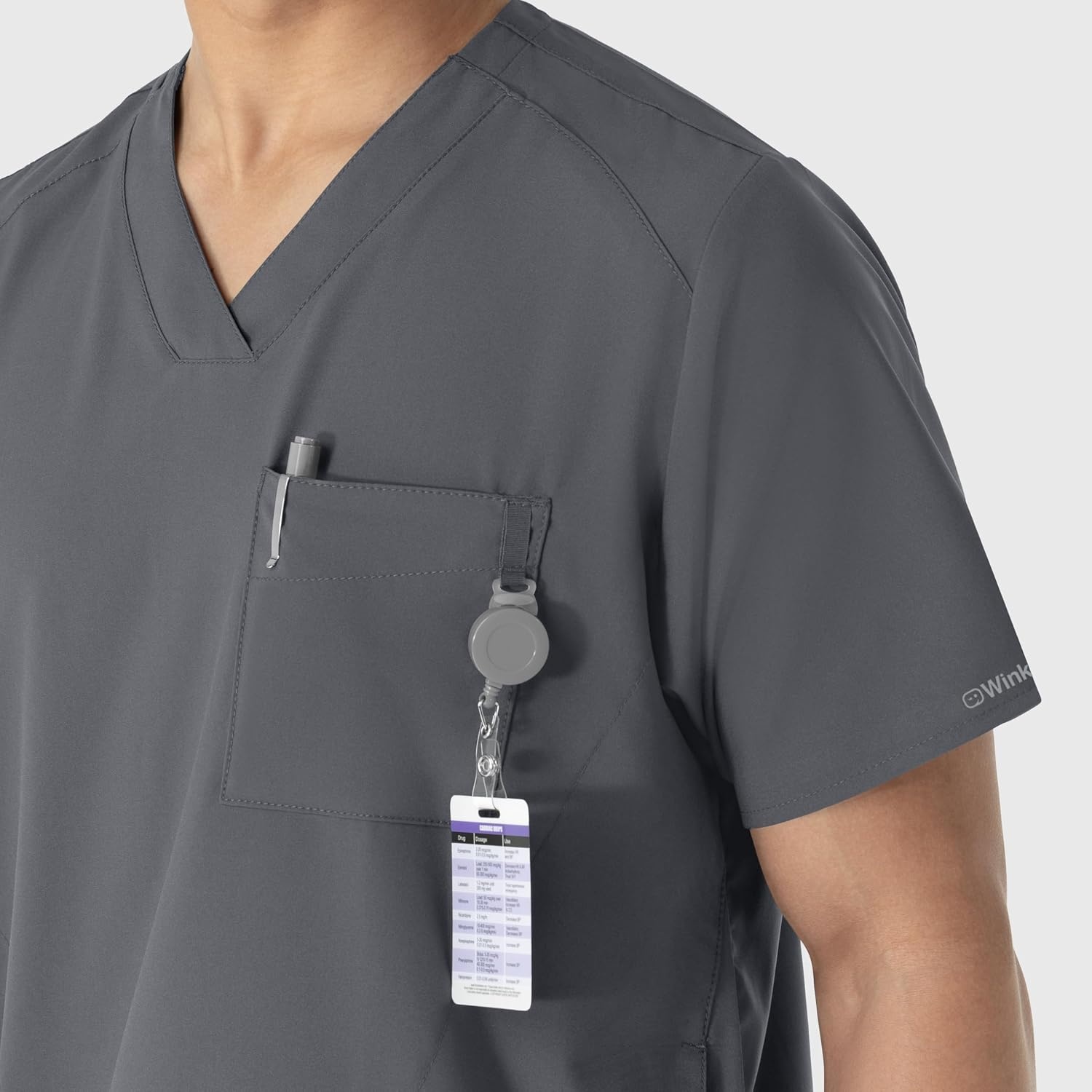 image:imageWINK W123 Mens VNeck Scrub TopPewter