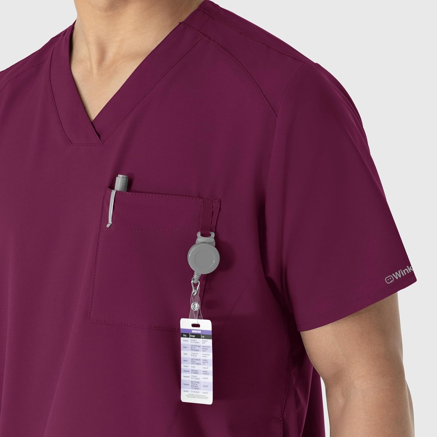 image:imageWINK W123 Mens VNeck Scrub TopWine