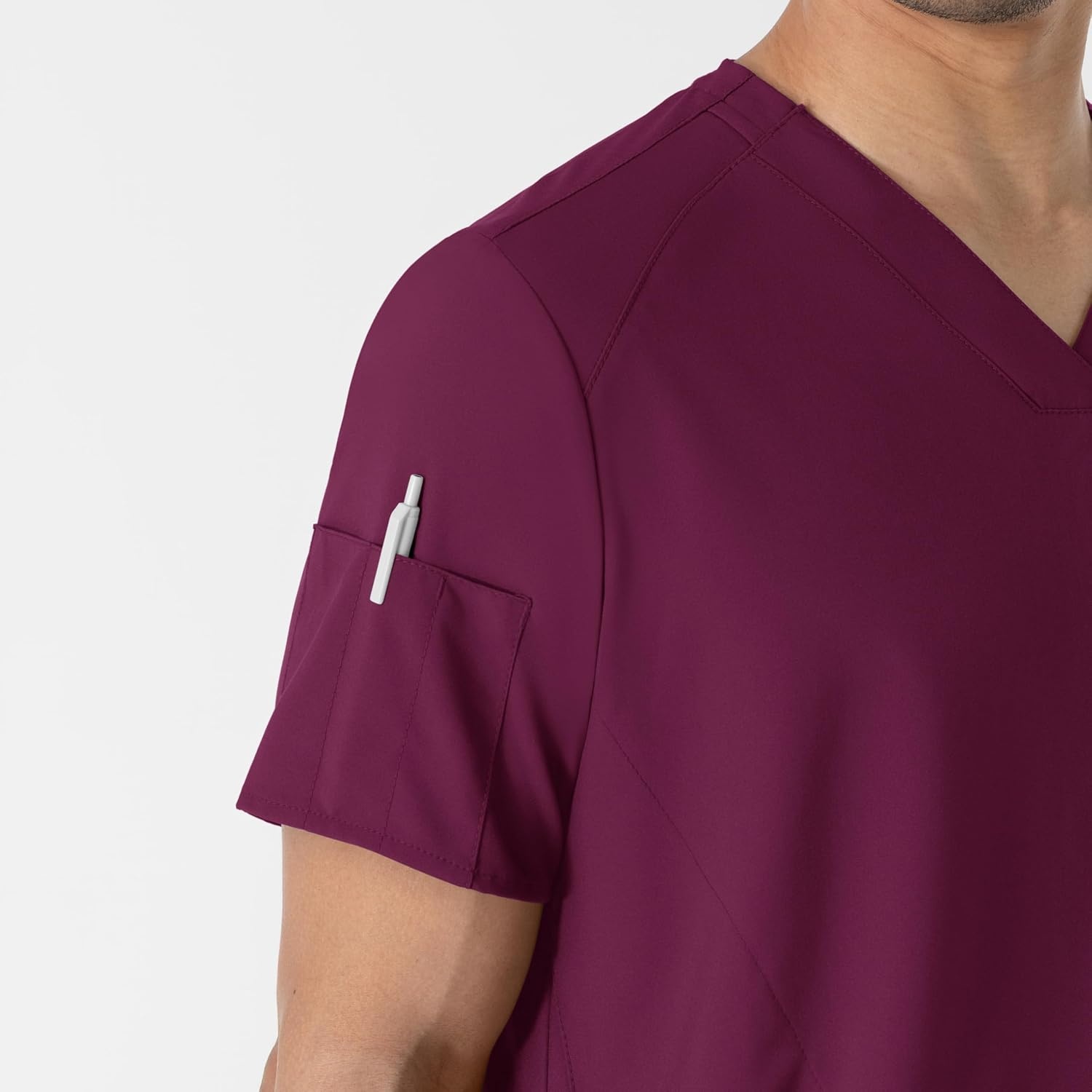 image:imageWINK W123 Mens VNeck Scrub TopWine