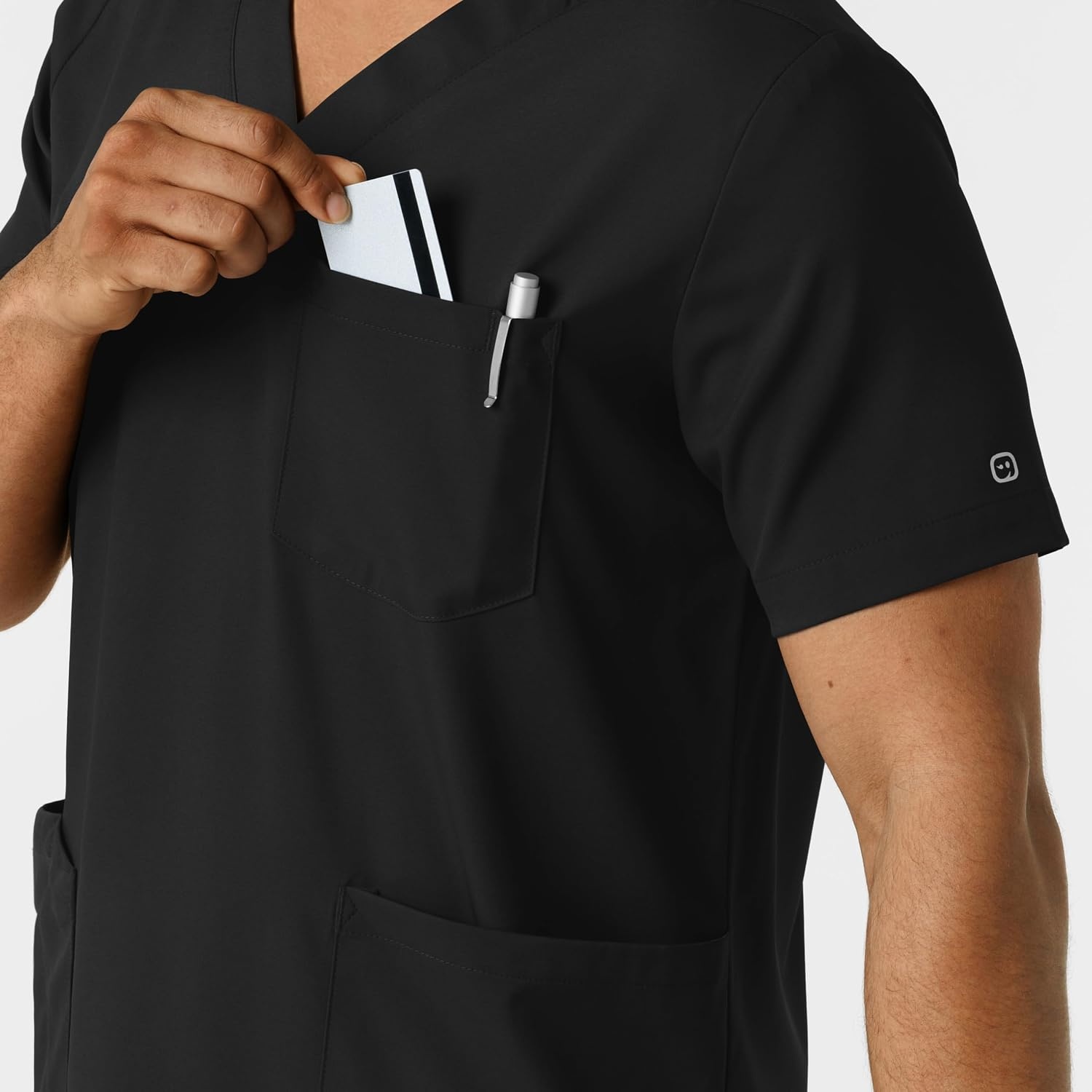 image:imageWink Boundless Mens Multi Pocket VNeck Scrub TopBlack