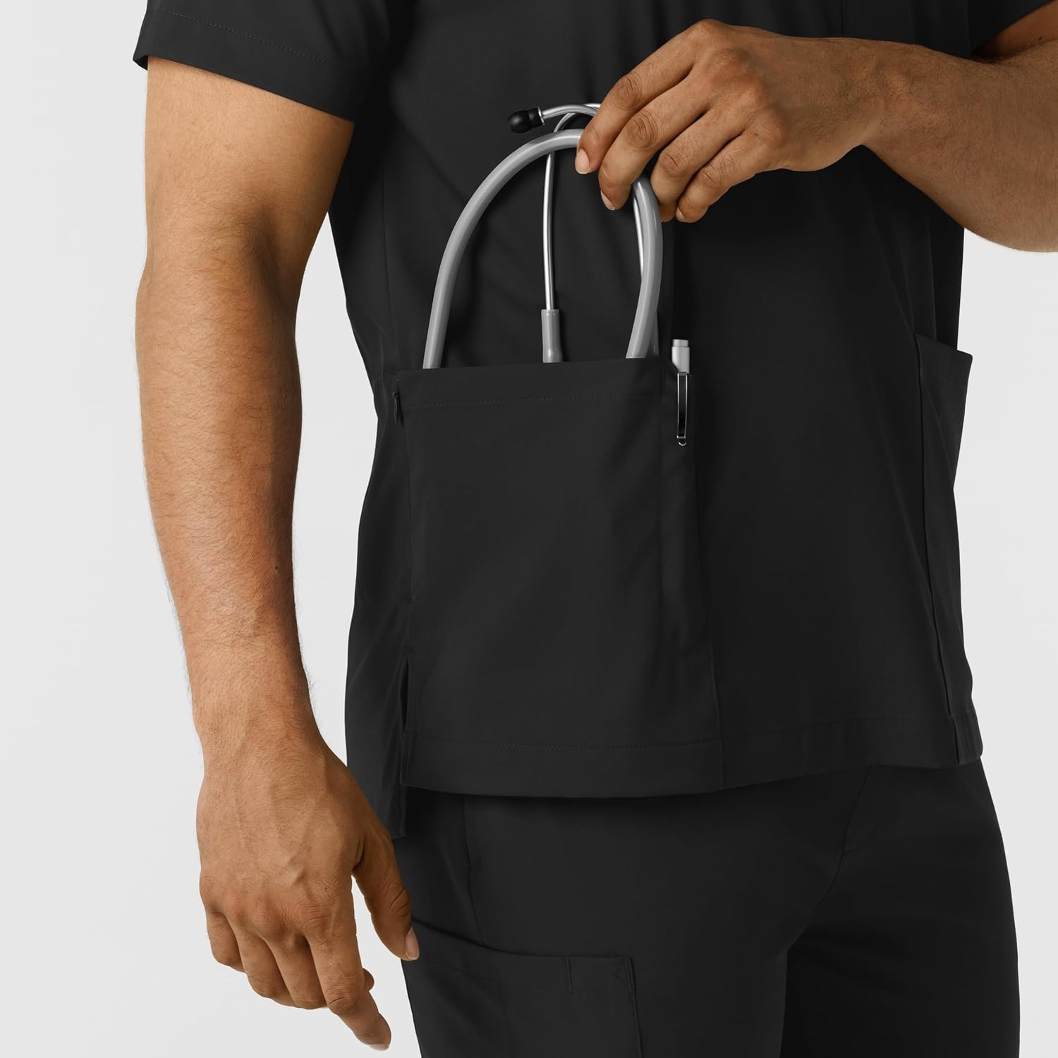 image:imageWink Boundless Mens Multi Pocket VNeck Scrub TopBlack