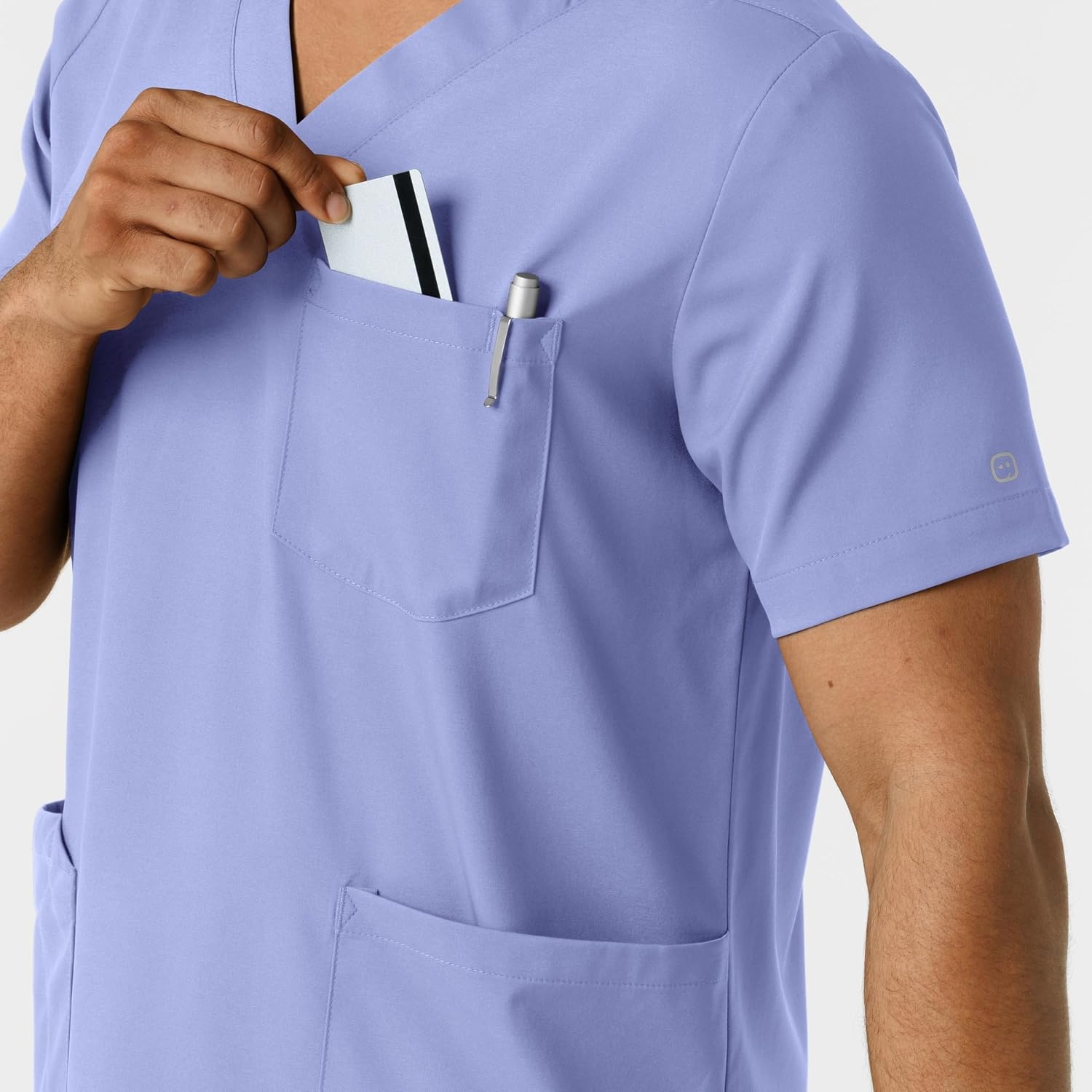 image:imageWink Boundless Mens Multi Pocket VNeck Scrub TopCeil Blue