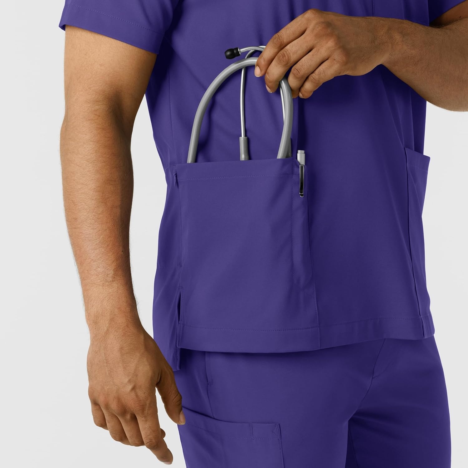 image:imageWink Boundless Mens Multi Pocket VNeck Scrub TopGrape