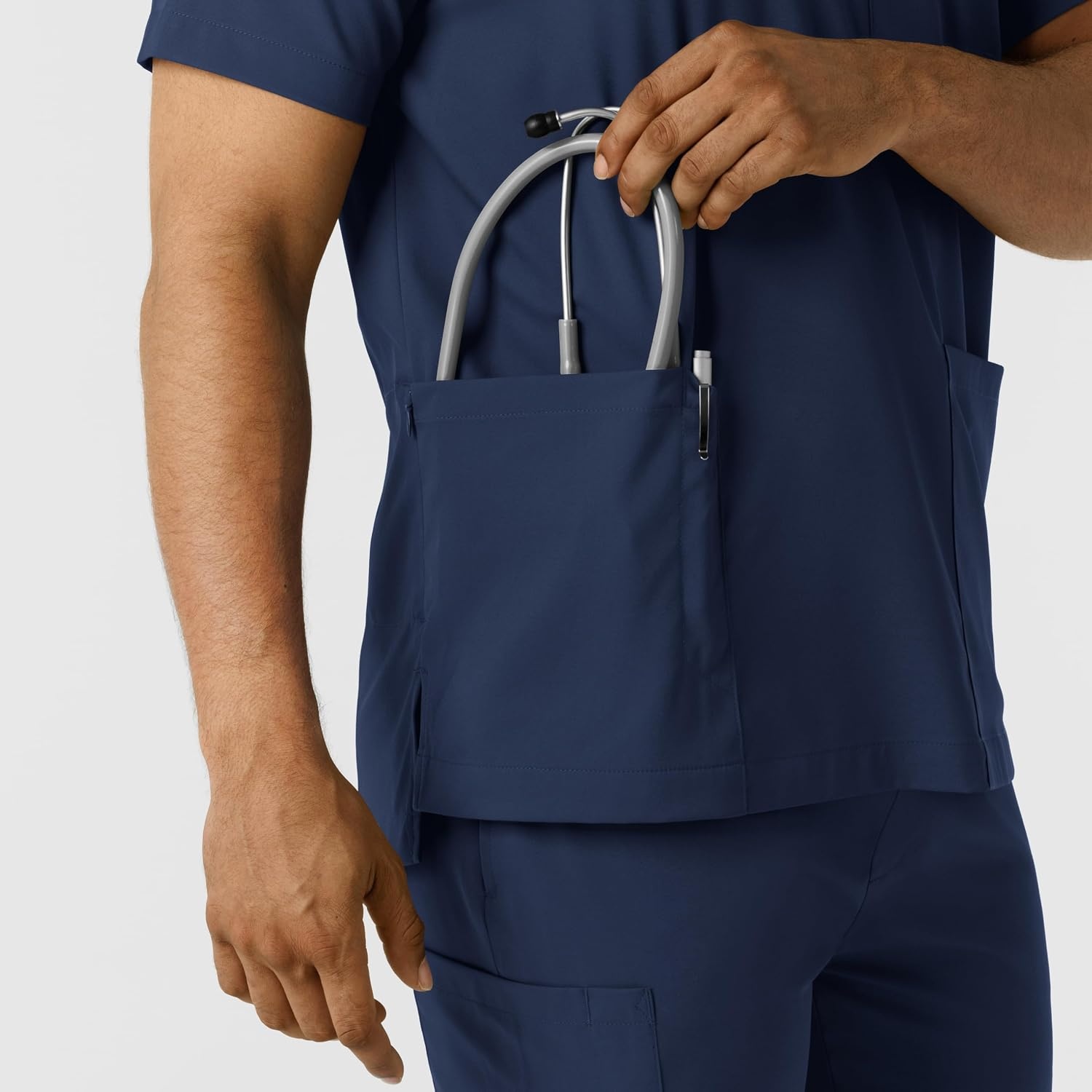 image:imageWink Boundless Mens Multi Pocket VNeck Scrub TopNavy