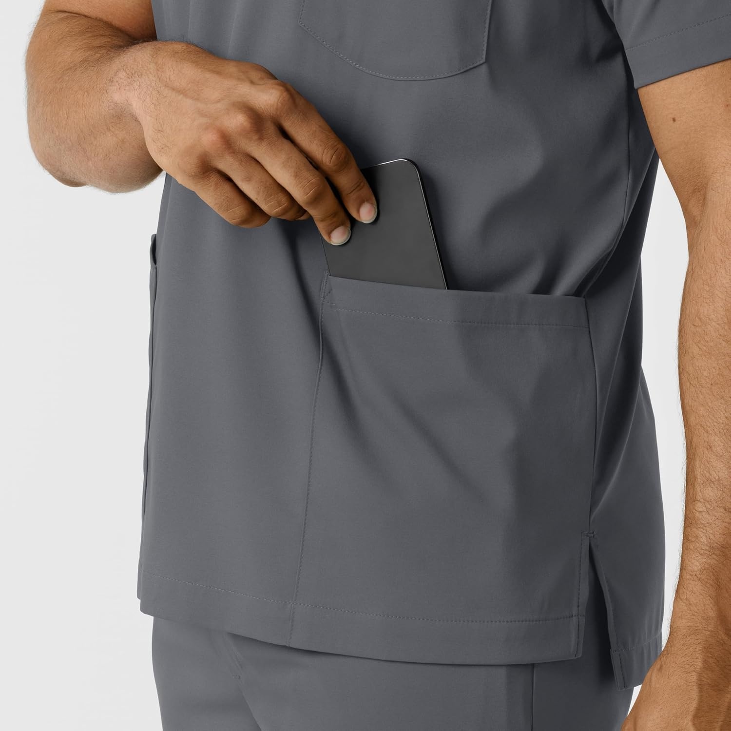 image:imageWink Boundless Mens Multi Pocket VNeck Scrub TopPewter