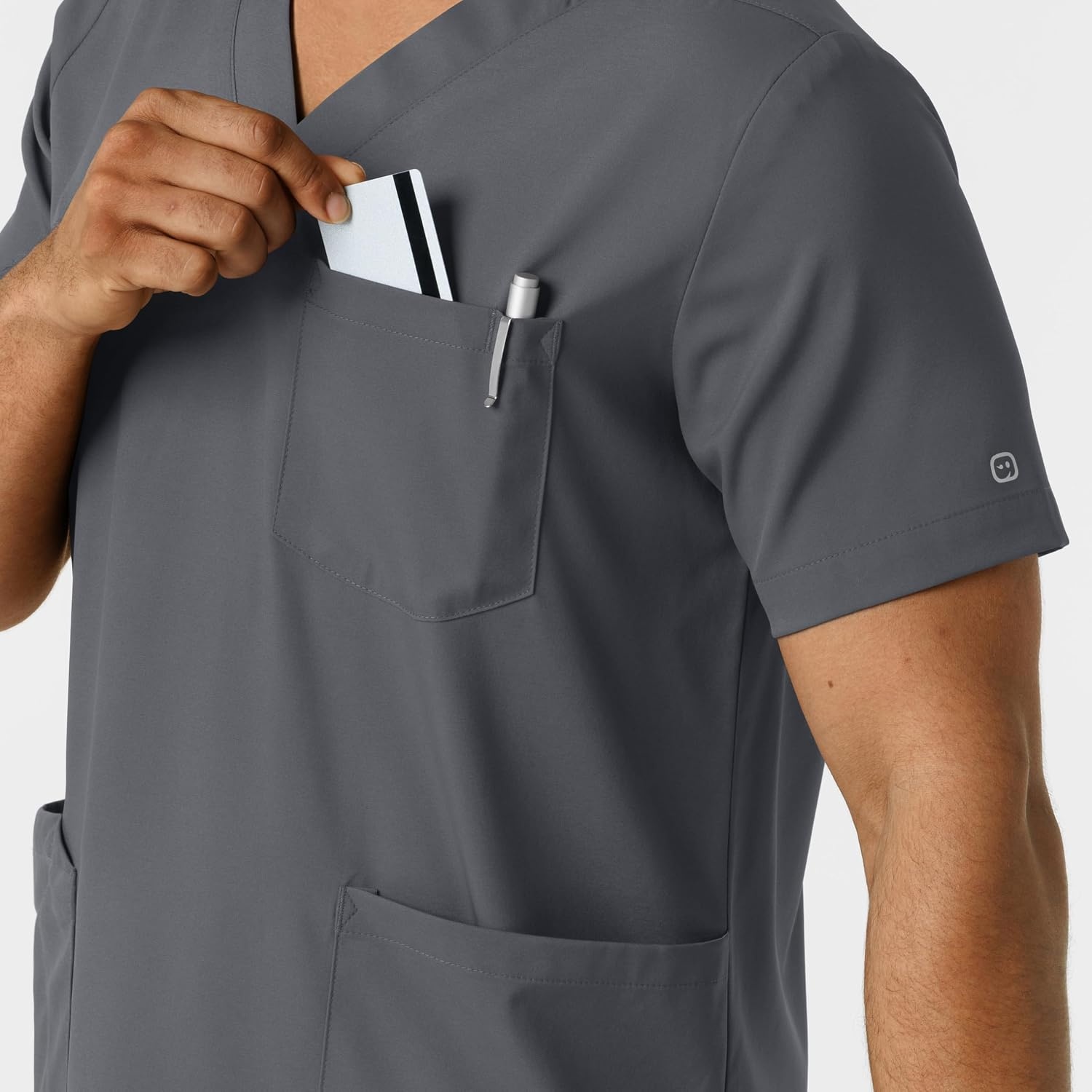 image:imageWink Boundless Mens Multi Pocket VNeck Scrub TopPewter