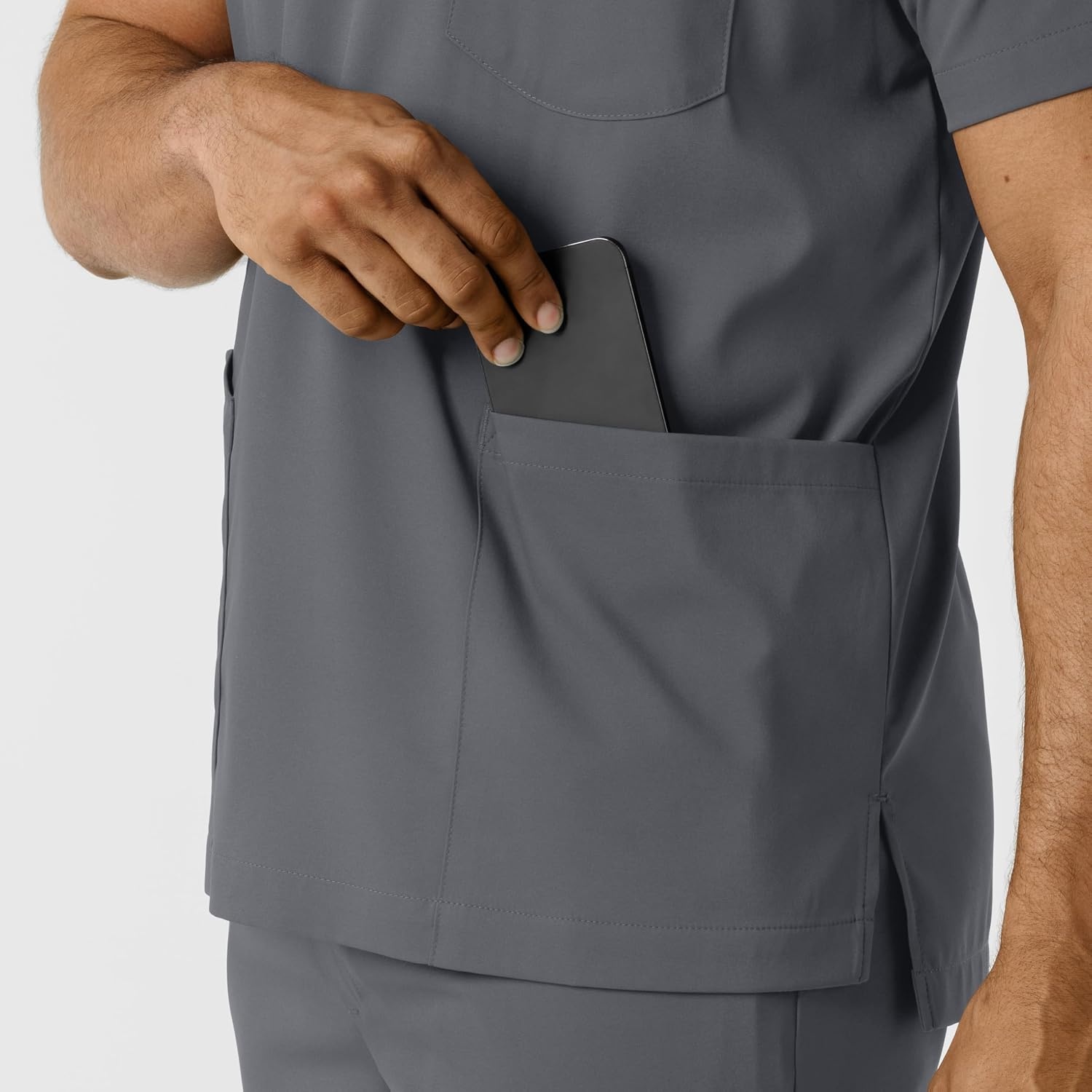 image:imageWink Boundless Mens Multi Pocket VNeck Scrub TopPewter
