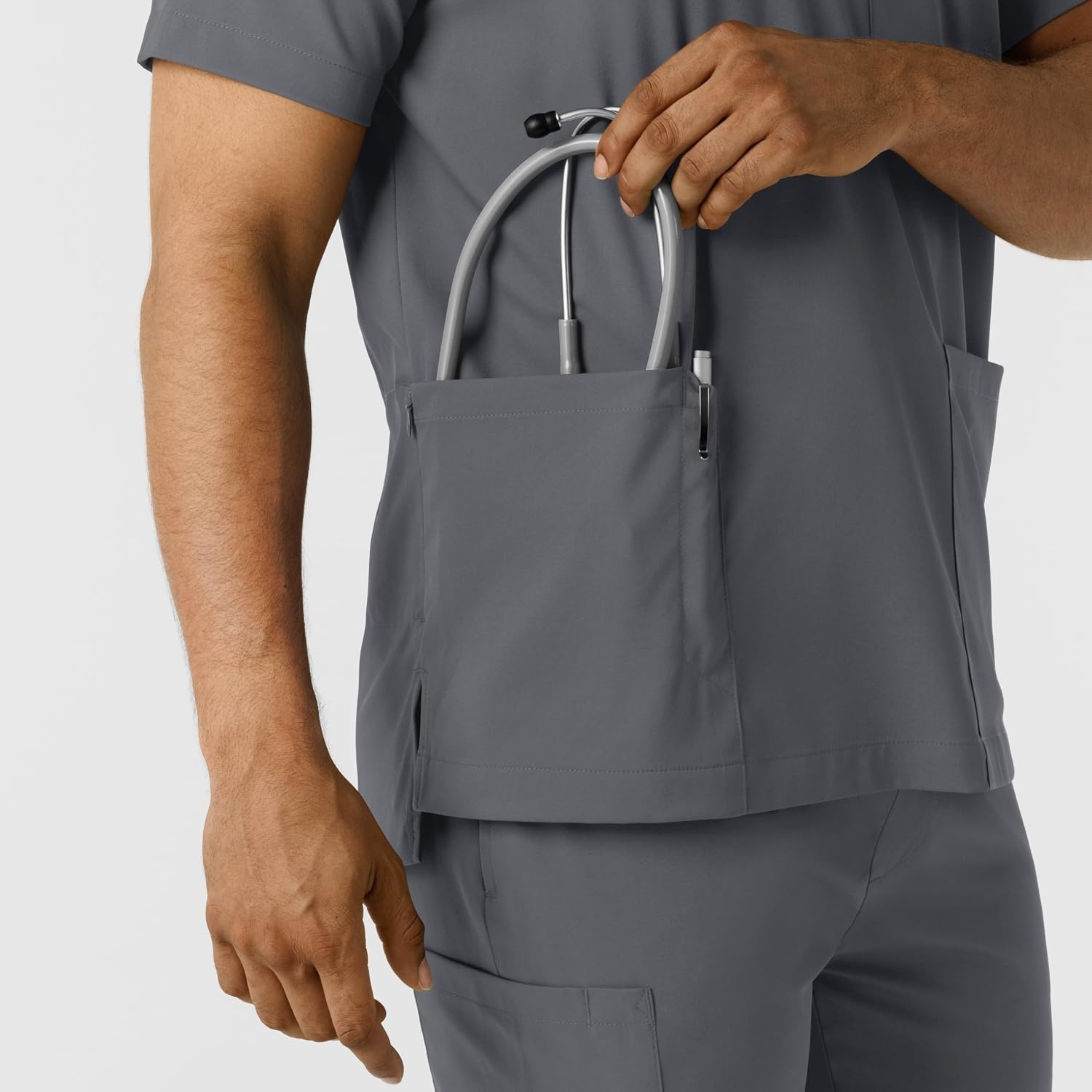 image:imageWink Boundless Mens Multi Pocket VNeck Scrub TopPewter