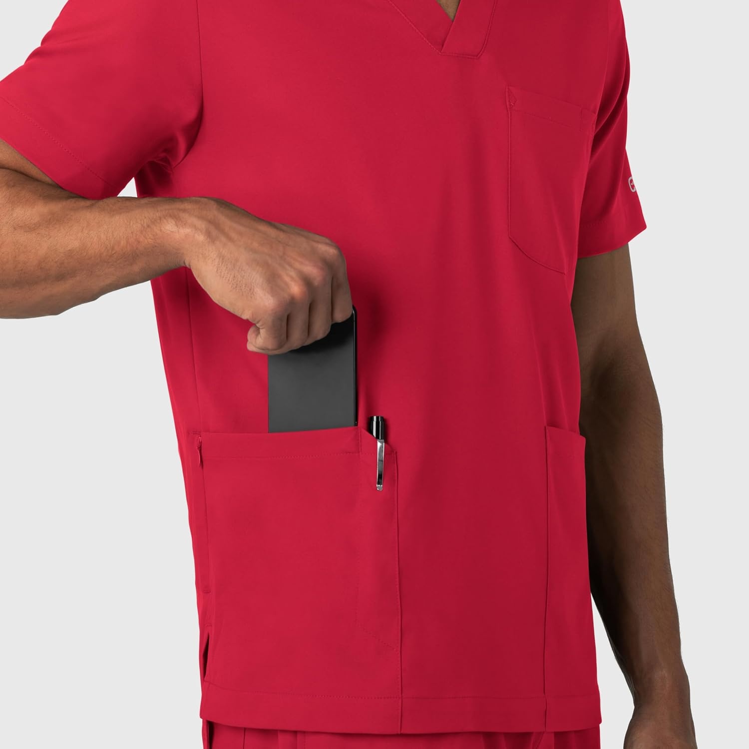 image:imageWink Boundless Mens Multi Pocket VNeck Scrub TopRed