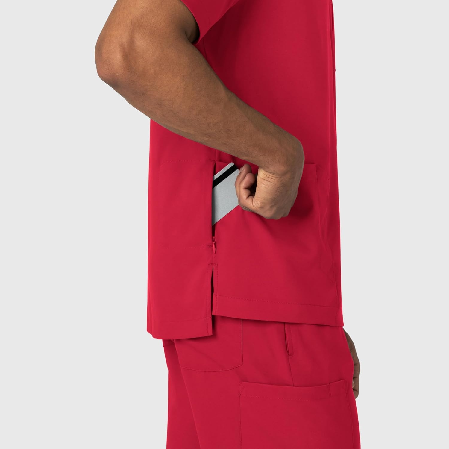 image:imageWink Boundless Mens Multi Pocket VNeck Scrub TopRed