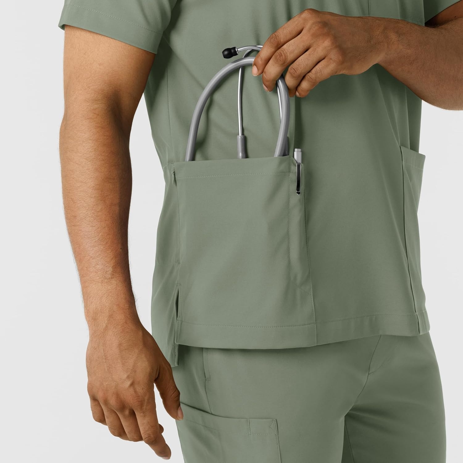 image:imageWink Boundless Mens Multi Pocket VNeck Scrub TopSage
