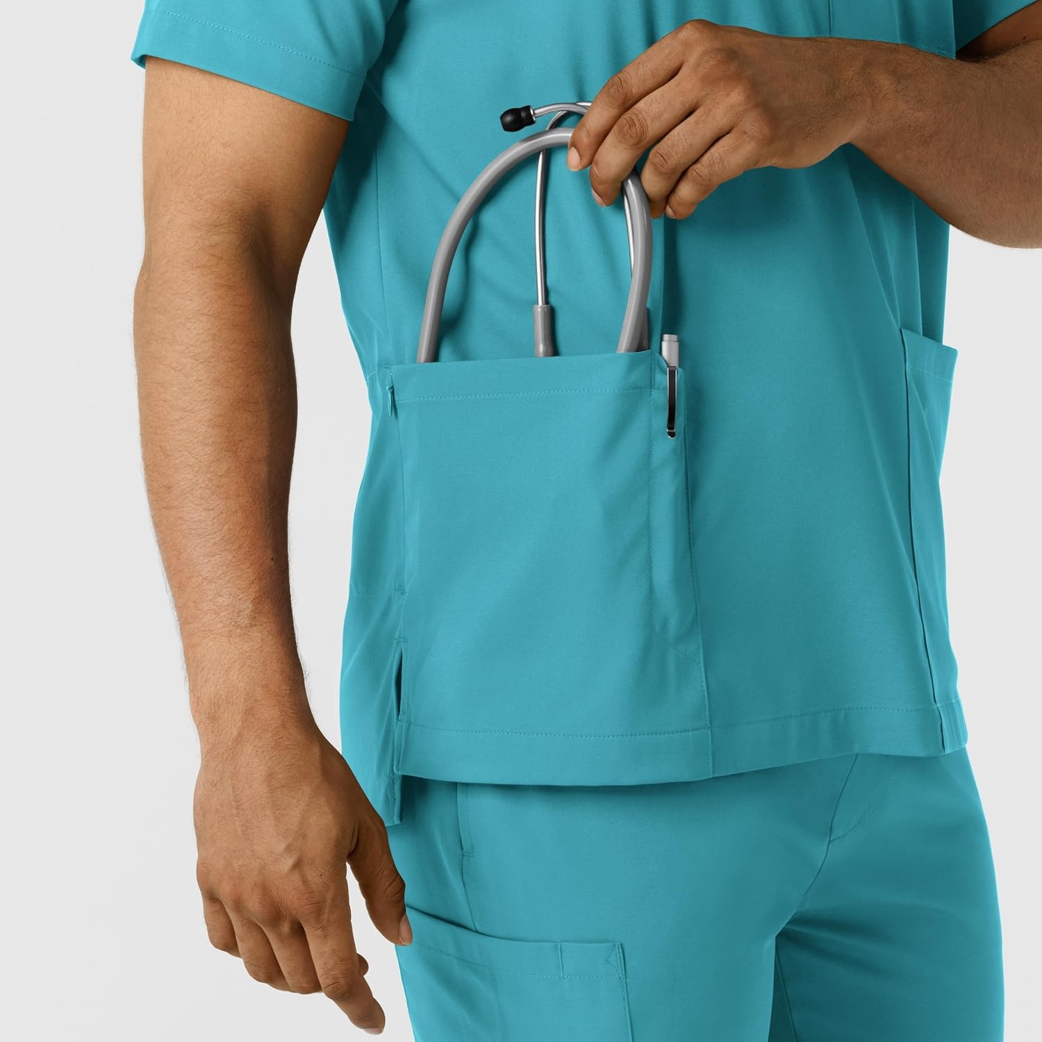 image:imageWink Boundless Mens Multi Pocket VNeck Scrub TopTeal