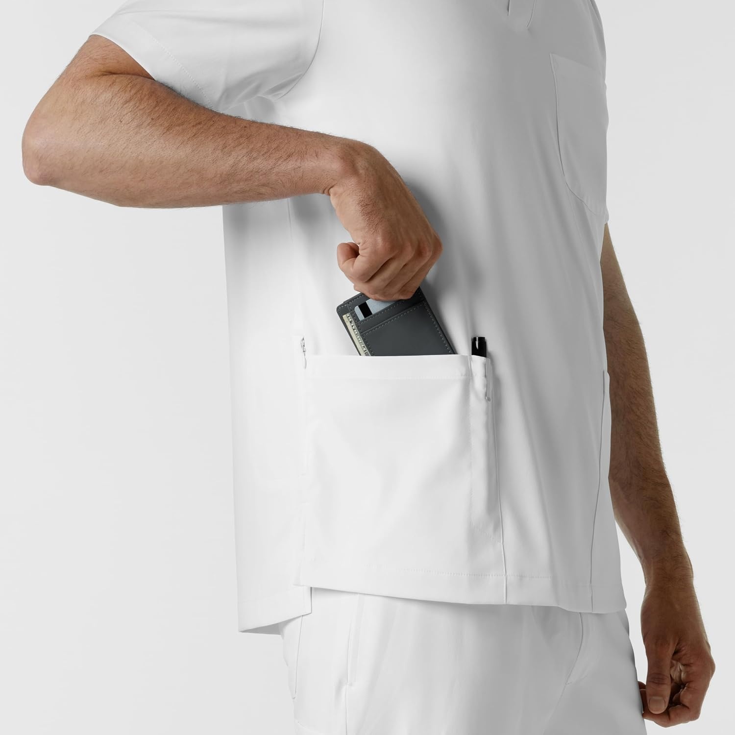 image:imageWink Boundless Mens Multi Pocket VNeck Scrub TopWhite