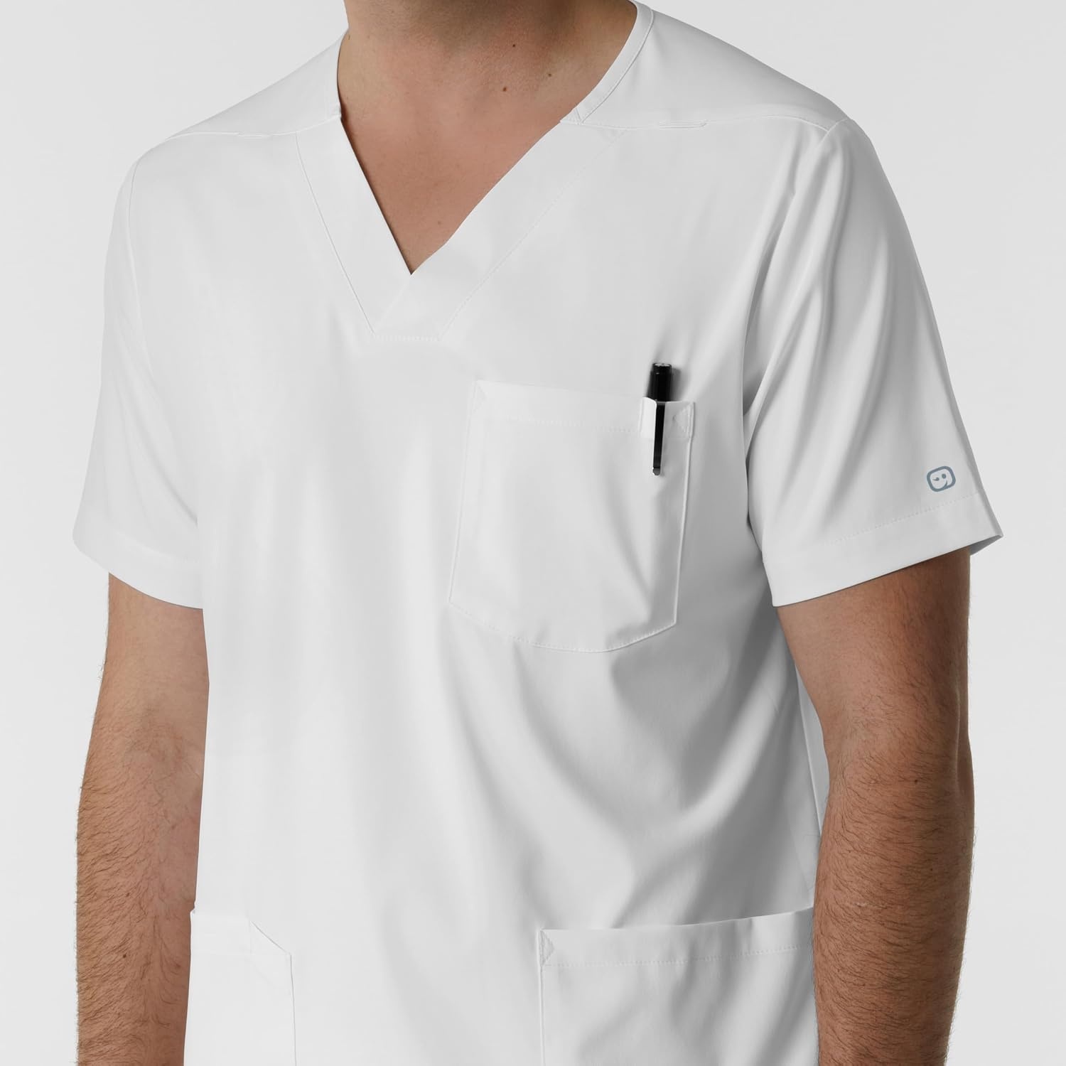 image:imageWink Boundless Mens Multi Pocket VNeck Scrub TopWhite