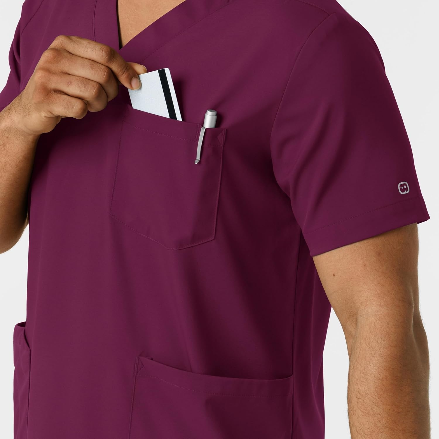 image:imageWink Boundless Mens Multi Pocket VNeck Scrub TopWine