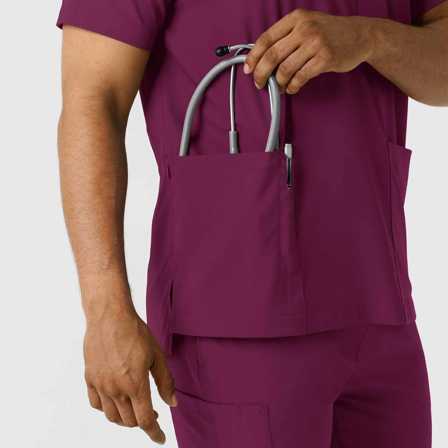 image:imageWink Boundless Mens Multi Pocket VNeck Scrub TopWine