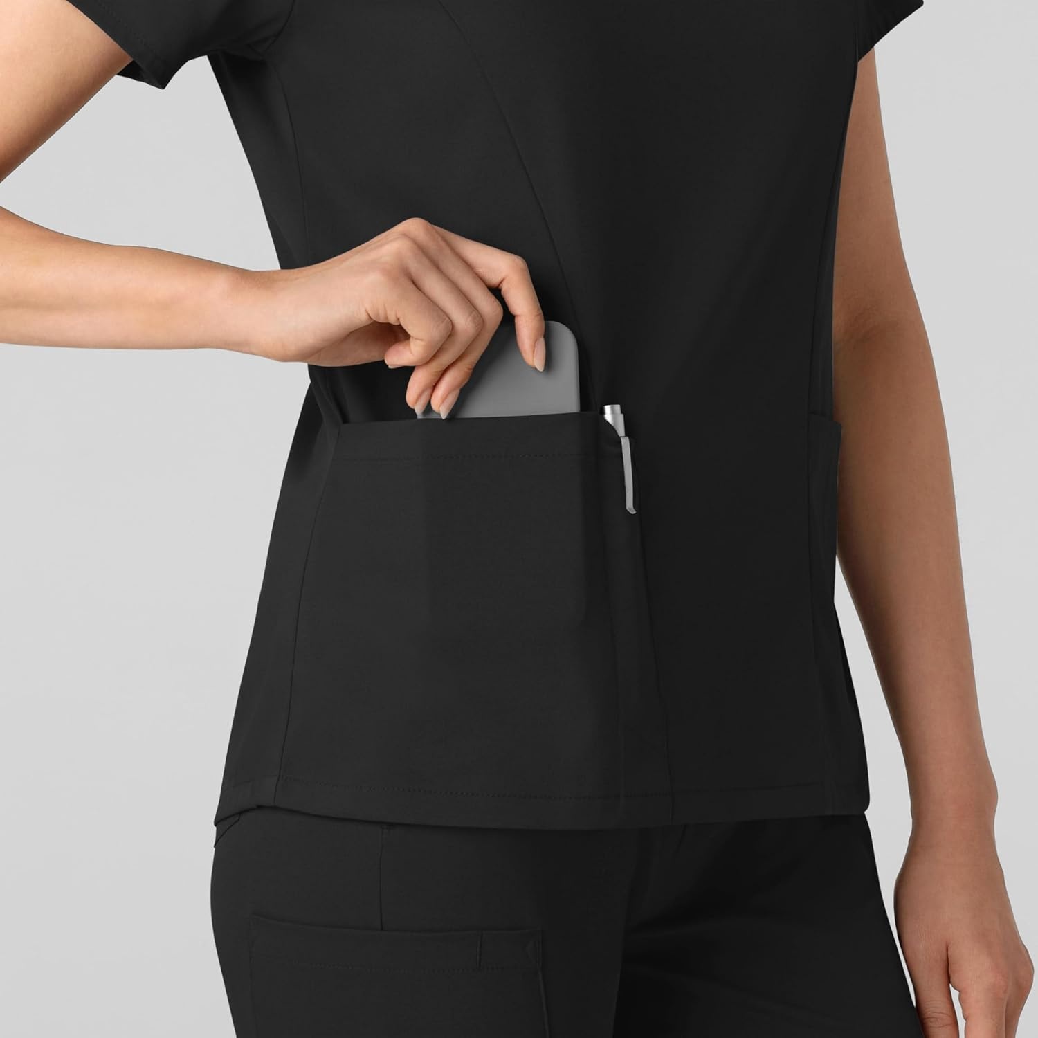 image:imageWink Boundless Womens 2Pocket VNeck Scrub TopBlack