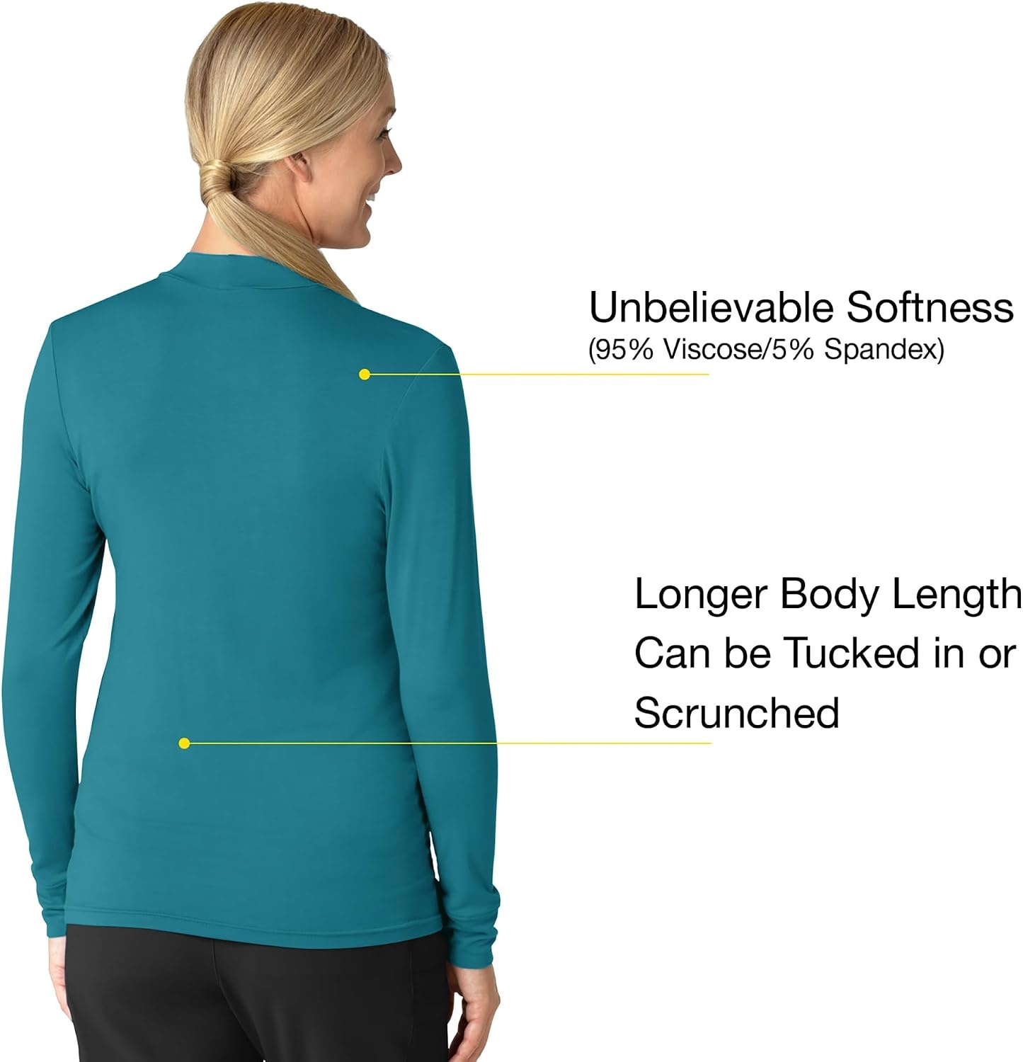 image:imageWink Layers Womens Long Sleeve Mock Neck Silky TeeBay Blue