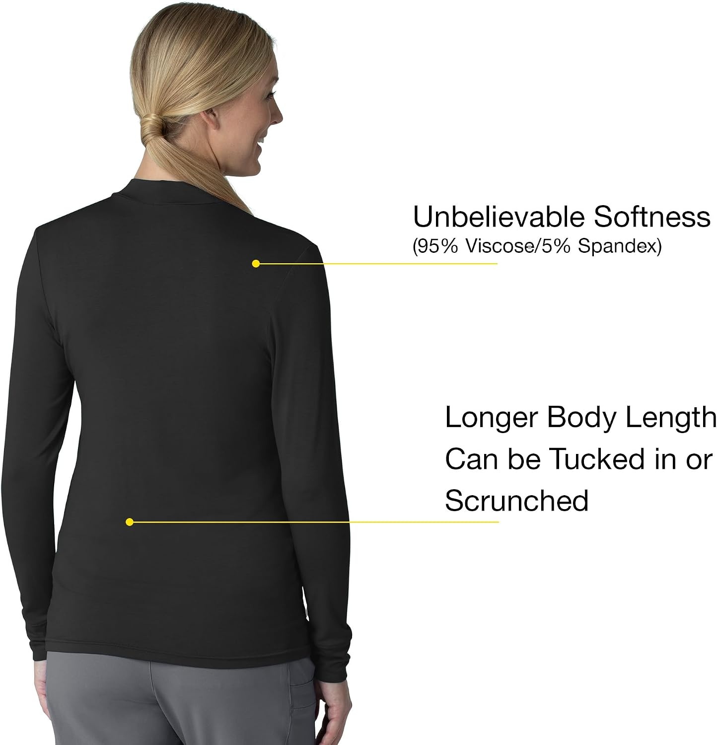 image:imageWink Layers Womens Long Sleeve Mock Neck Silky TeeBlack