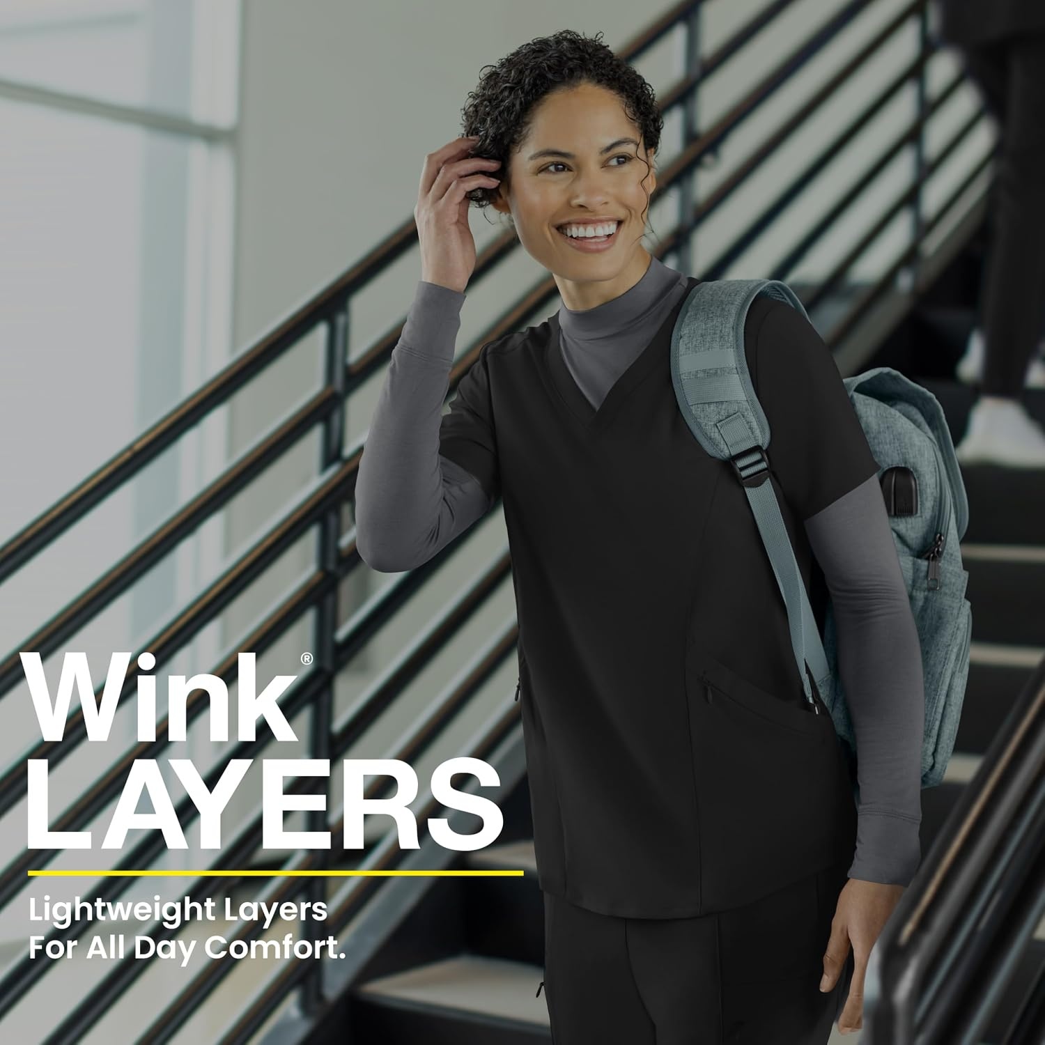 image:imageWink Layers Womens Long Sleeve Mock Neck Silky TeeBlack