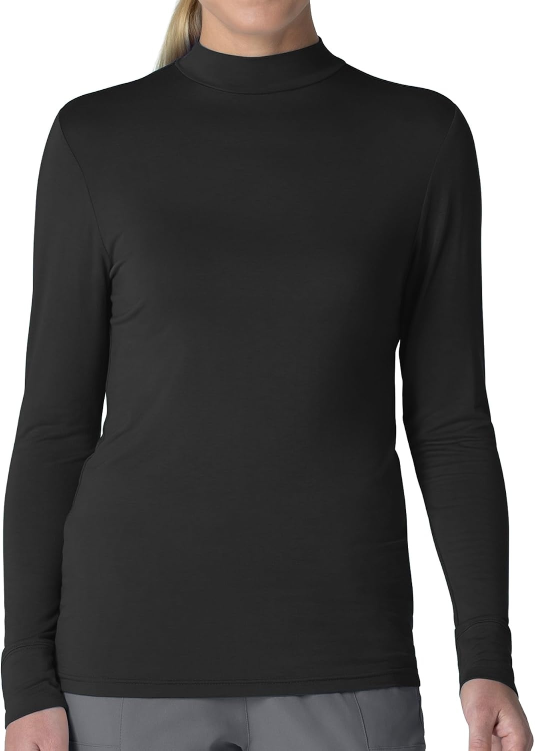 image:imageWink Layers Womens Long Sleeve Mock Neck Silky TeeBlack