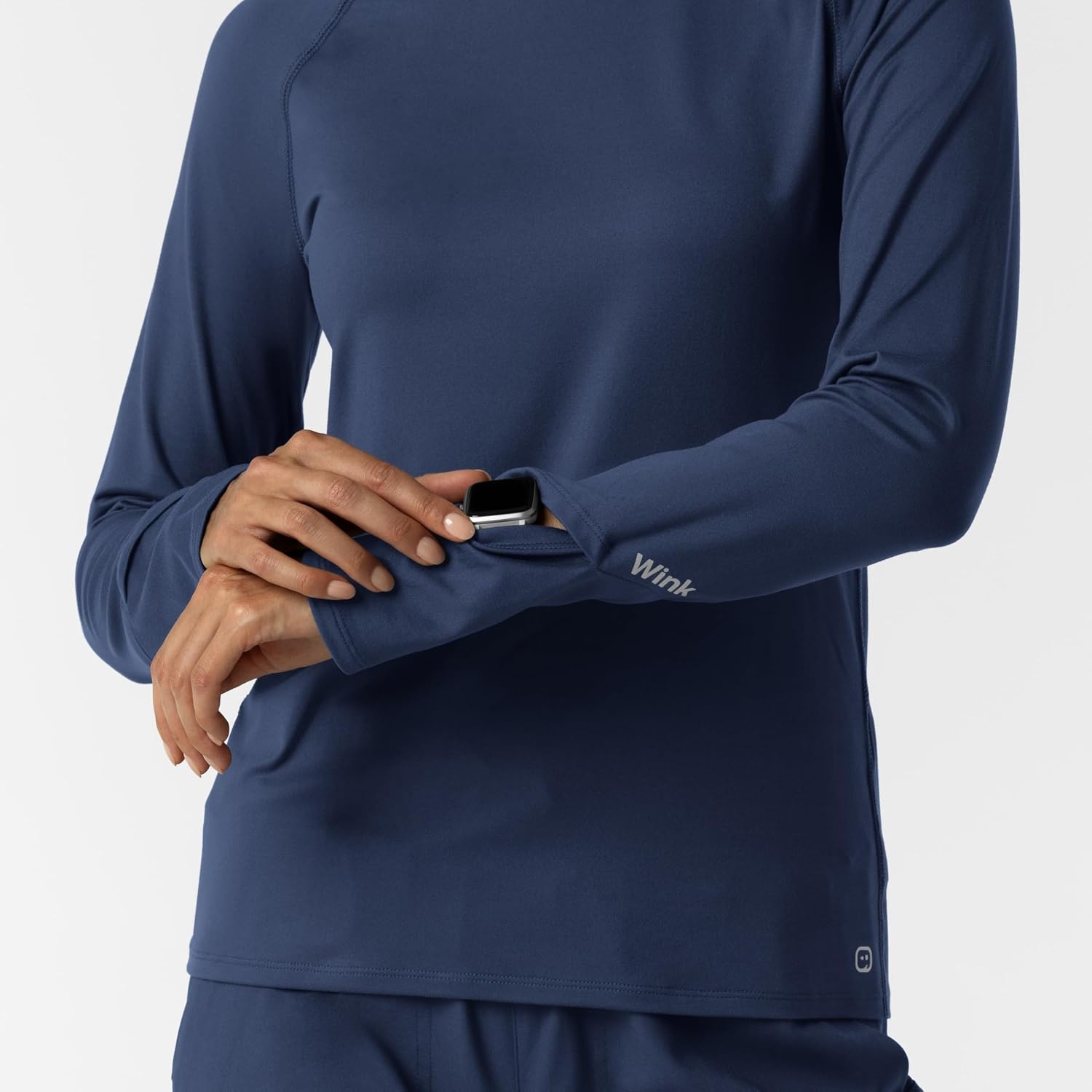 image:imageWink Layers Womens Watch Window Long Sleeve Underscrub TopNavy