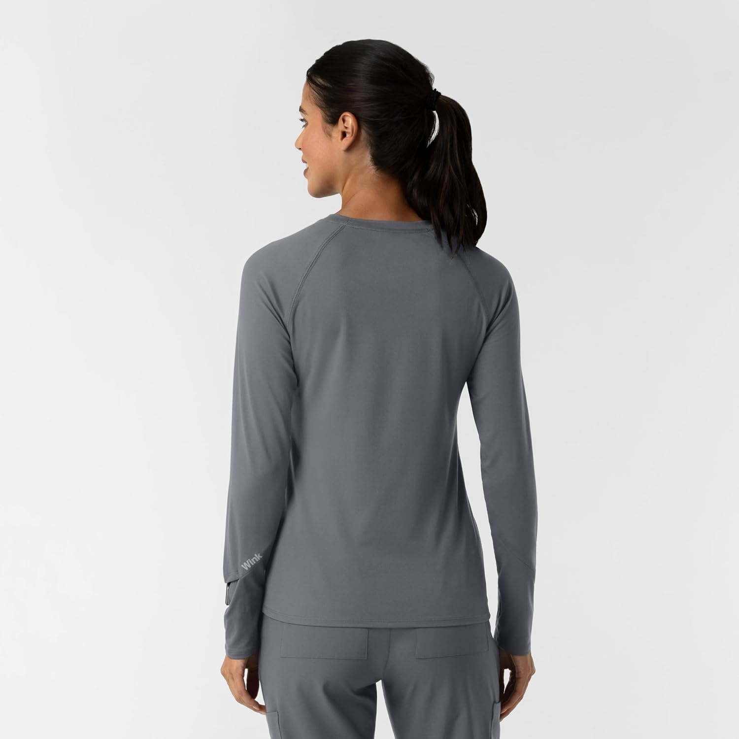 image:imageWink Layers Womens Watch Window Long Sleeve Underscrub TopPewter
