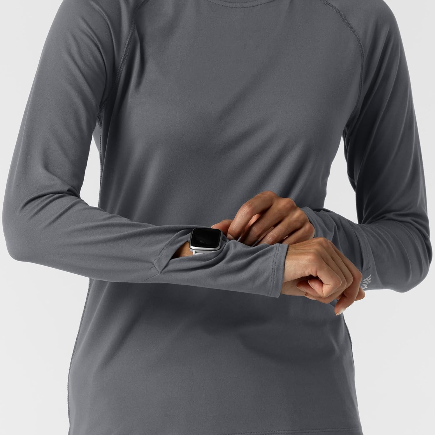 image:imageWink Layers Womens Watch Window Long Sleeve Underscrub TopPewter