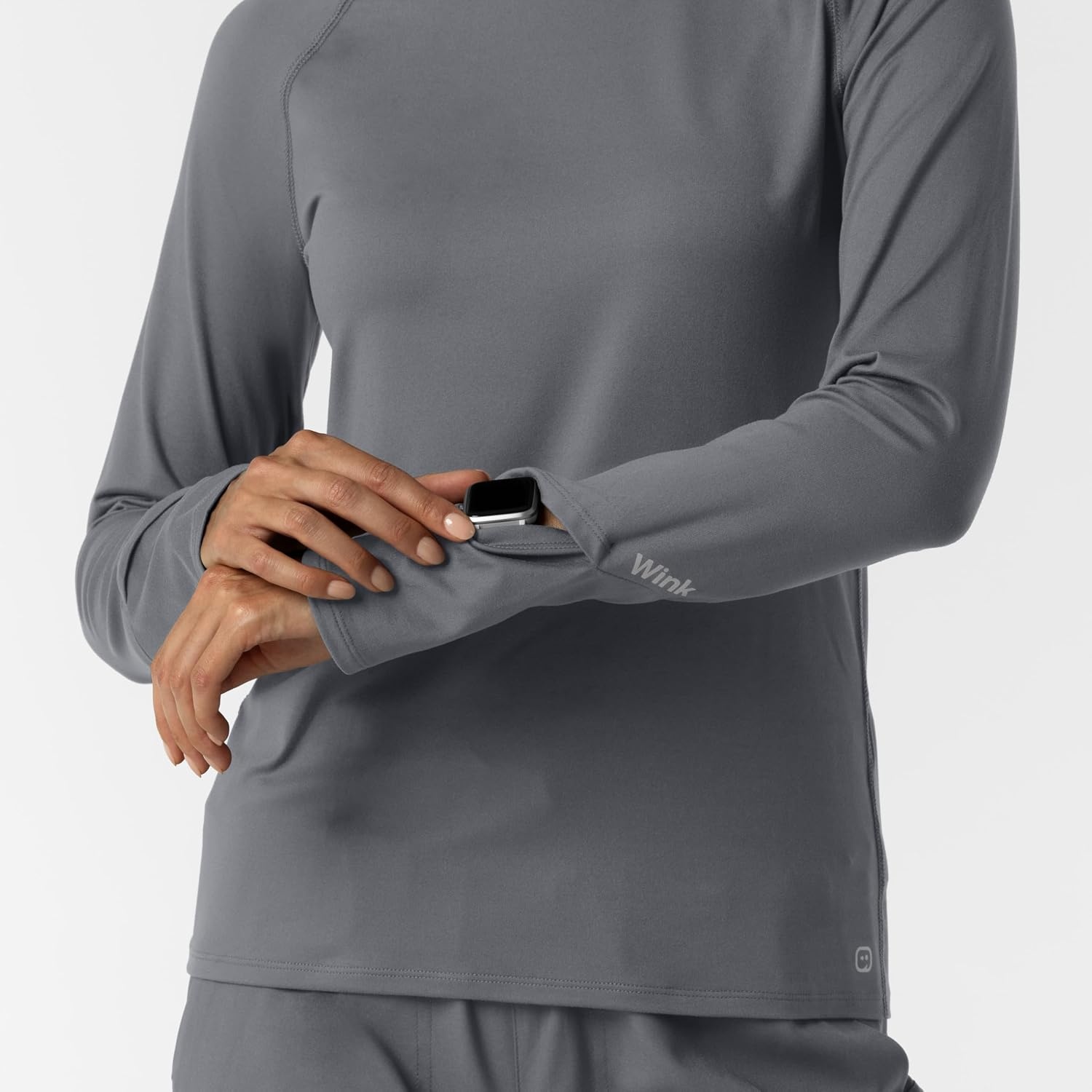 image:imageWink Layers Womens Watch Window Long Sleeve Underscrub TopPewter