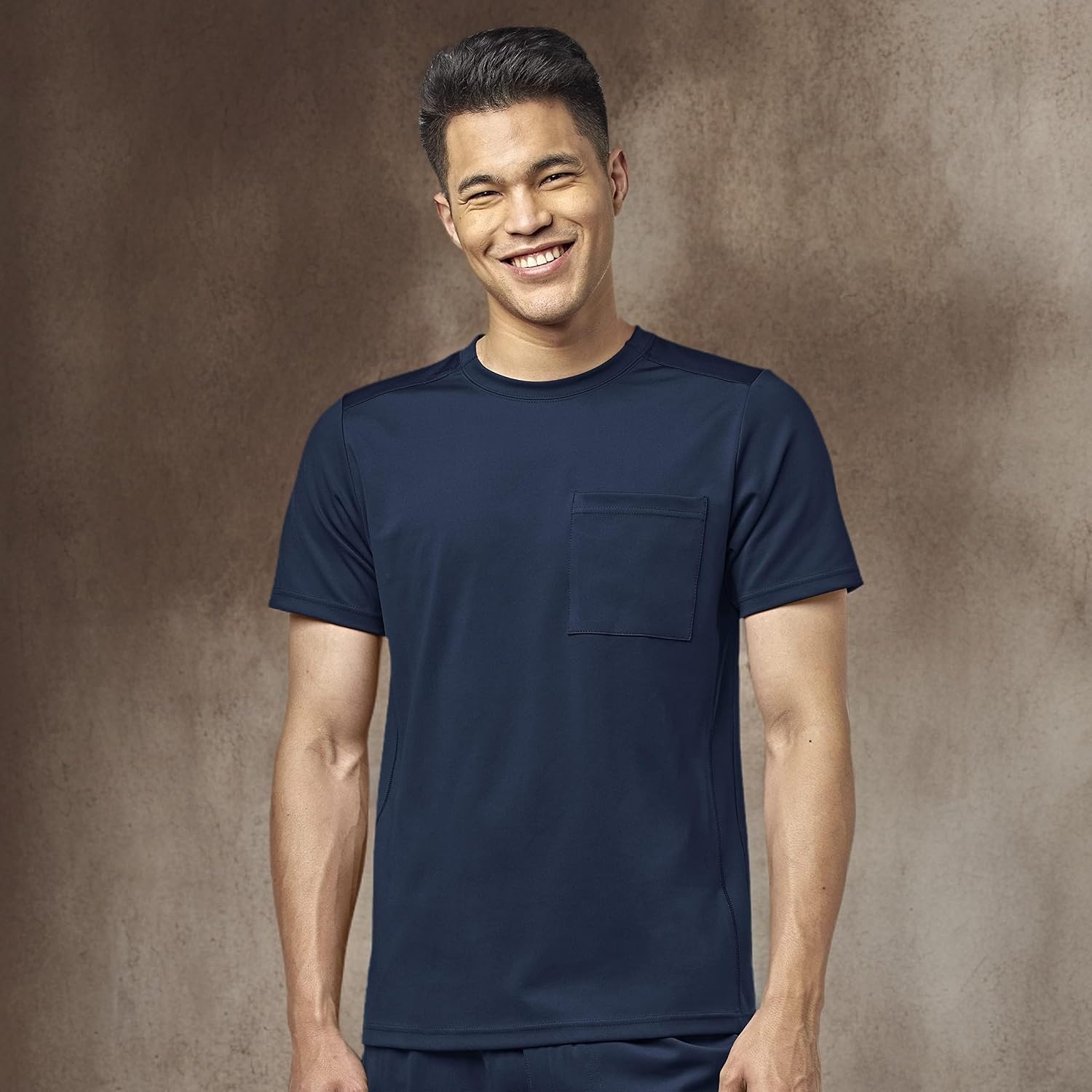 image:imageWink Mens Mens Moto Knit Crew Neck Scrub TopNavy